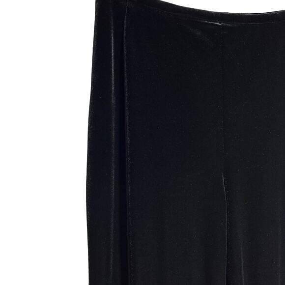Vintage FRANK USHER High Rise Velvet Pants SIZE 8 Black Side Zip Wide Leg - Picture 8 of 10